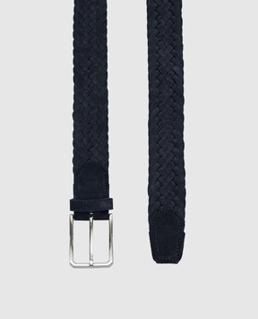 Canali Blue suede belt with weaving KB0044050C