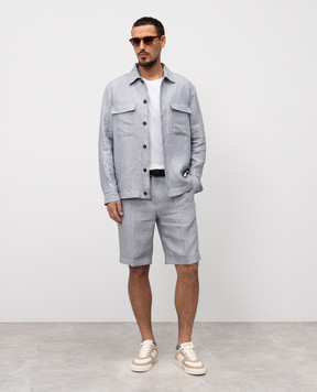 Peserico Blue linen shirt with a pattern R5223808266