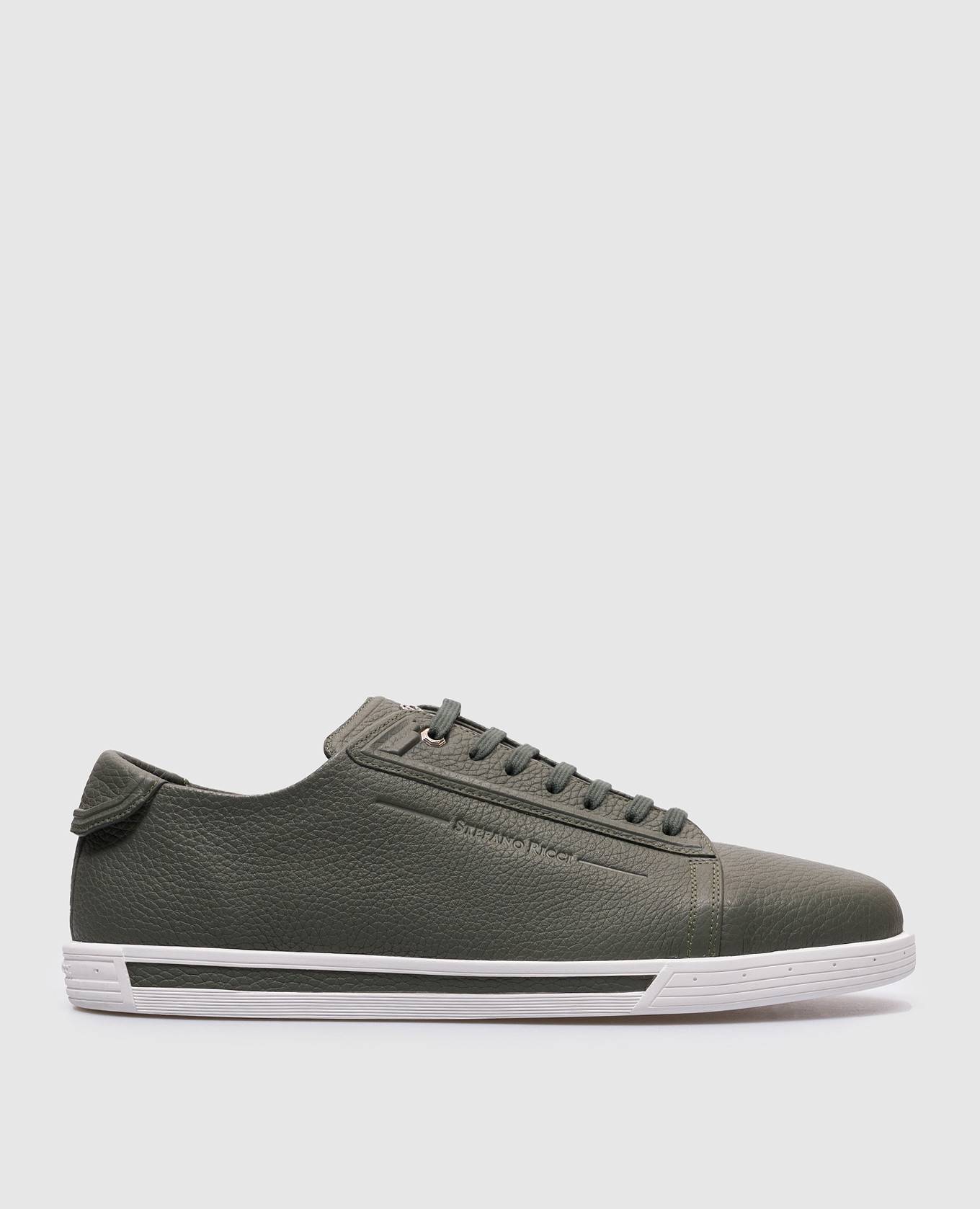 

Green leather sneakers with logo Stefano Ricci