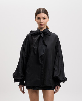 Charo Ruiz Black Bommie blouse with silk 256201