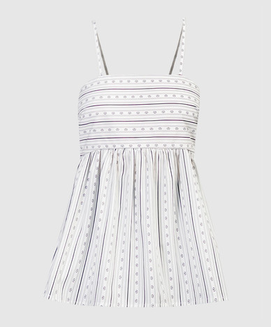 White top in a branded pattern
