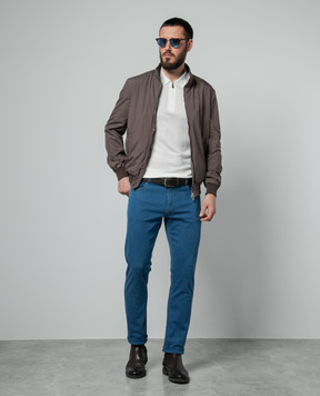 Enrico Mandelli Blue jeans with leather logo patch 0MIAMI5153