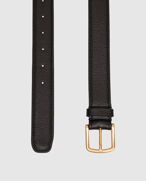 Babe Pay Pls Black grain embossed leather belt with gold buckle 0C004