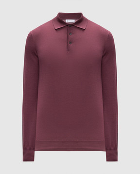 Brunello Cucinelli Burgundy wool and silk polo shirt M2400295