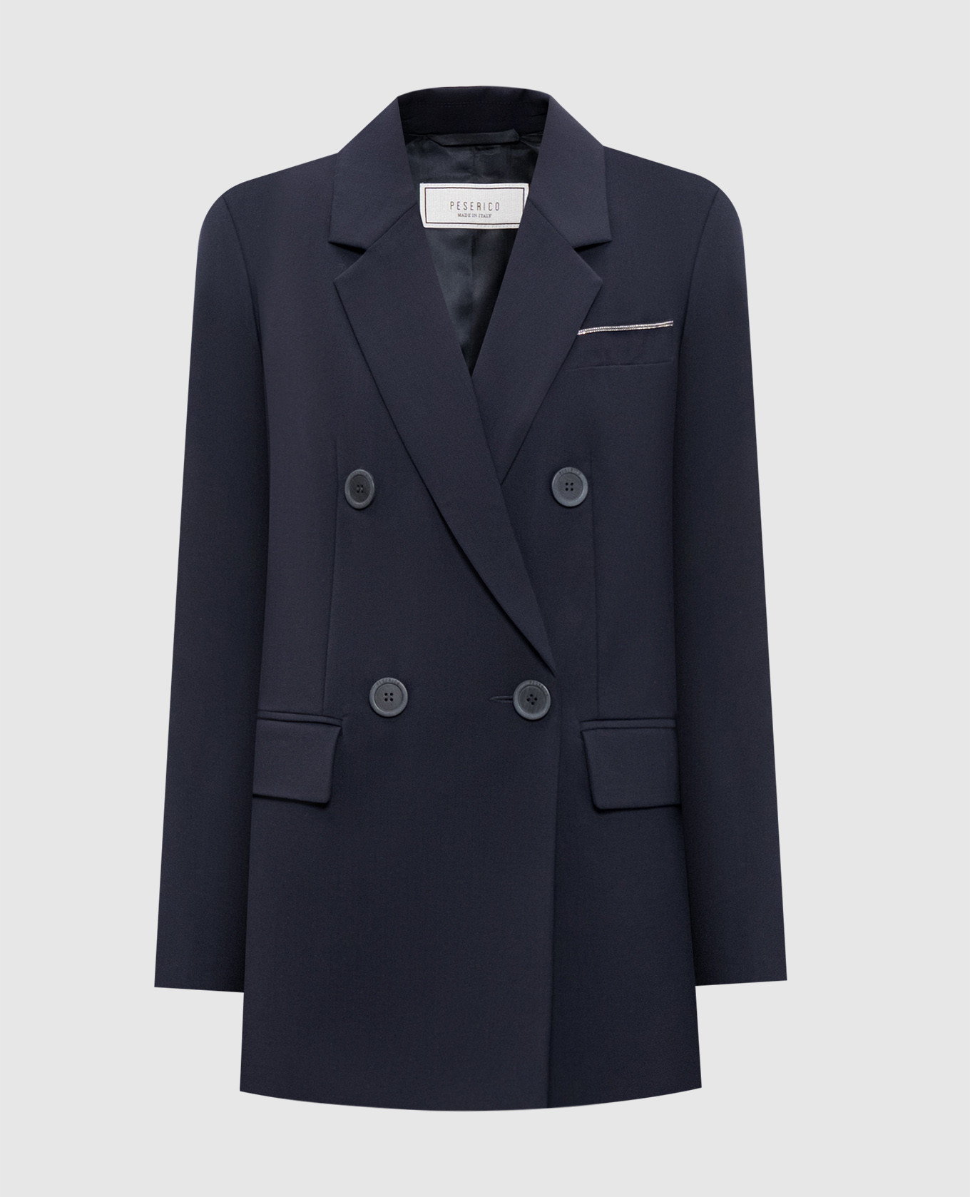 Blue double-breasted wool jacket Peserico