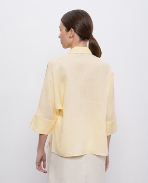 Peserico Yellow linen shirt with monil chain S0611502600