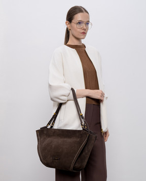 Gianni Chiarini BLOOM brown suede tote bag with logo BS12037CMPL