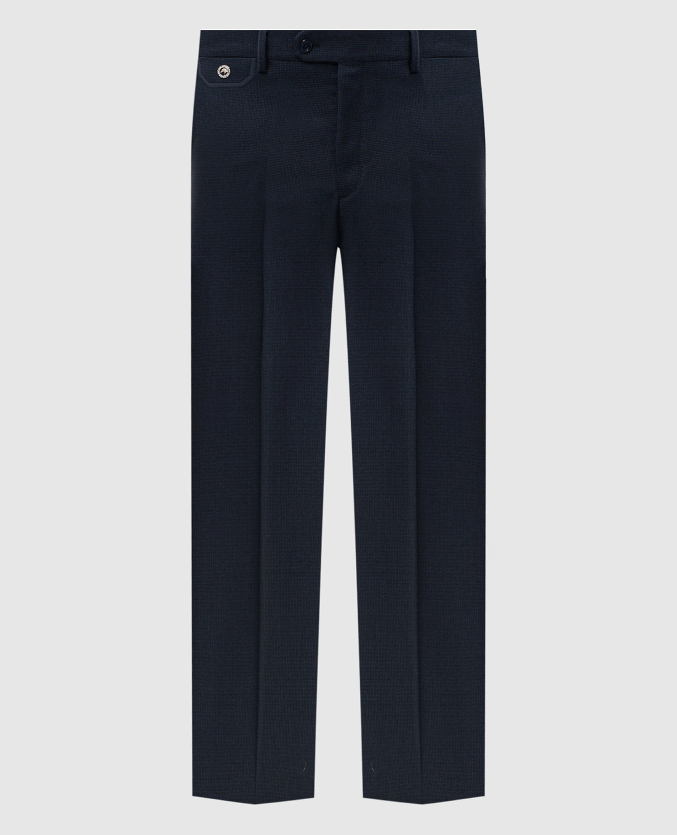 

Blue wool trousers with a metal eagle head emblem Stefano Ricci