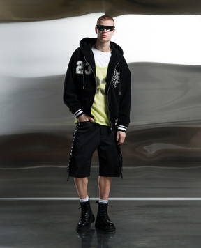Off-White Black shorts with straps OMCB093S24FAB001