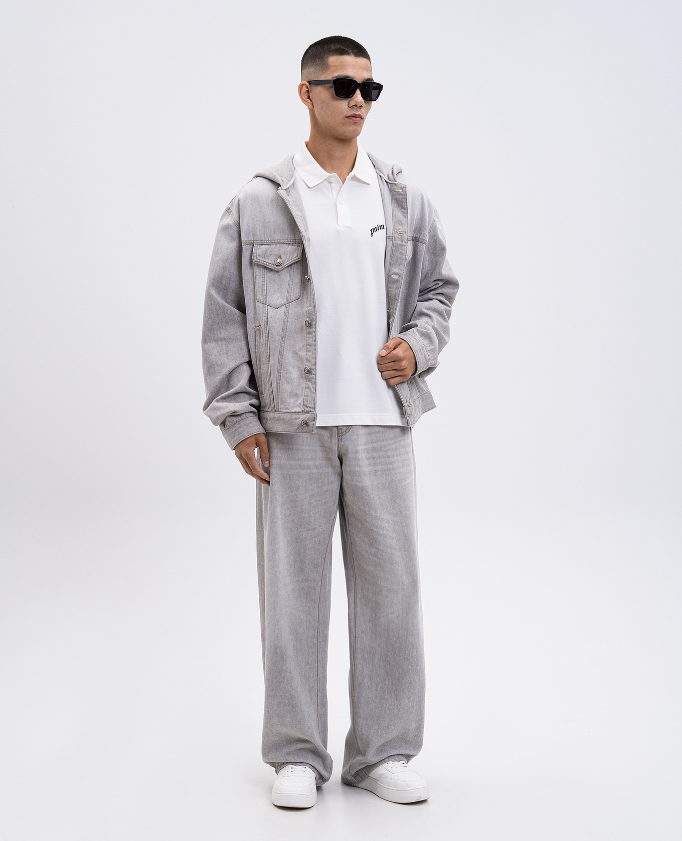 

White polo shirt with logo print Palm Angels