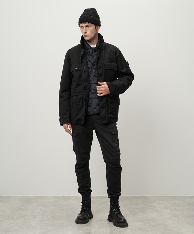 Stone Island - Black jacket with removable down lining 8115451F2