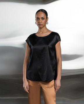 Solotre Black silk blouse M1B0133