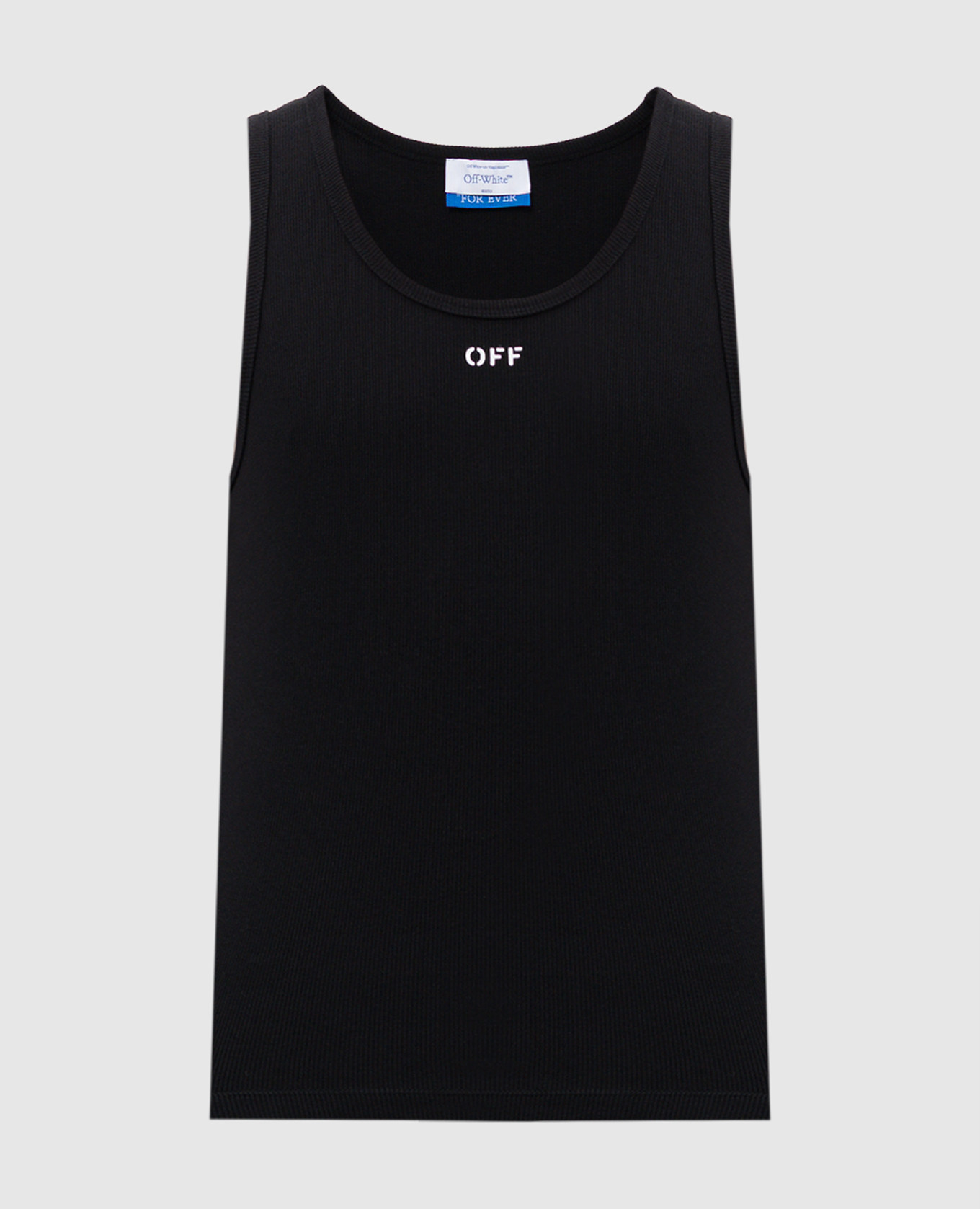Black ribbed T-shirt with logo emblem Off-White