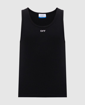 Off-White Black ribbed T-shirt with logo emblem OMUY006C99JER001