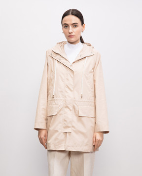 Peserico Beige straight-cut jacket with hood S2506207306