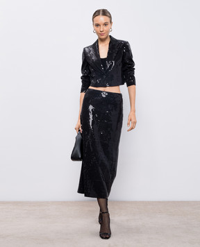 Peserico Black cropped jacket with sequins E01653D06601