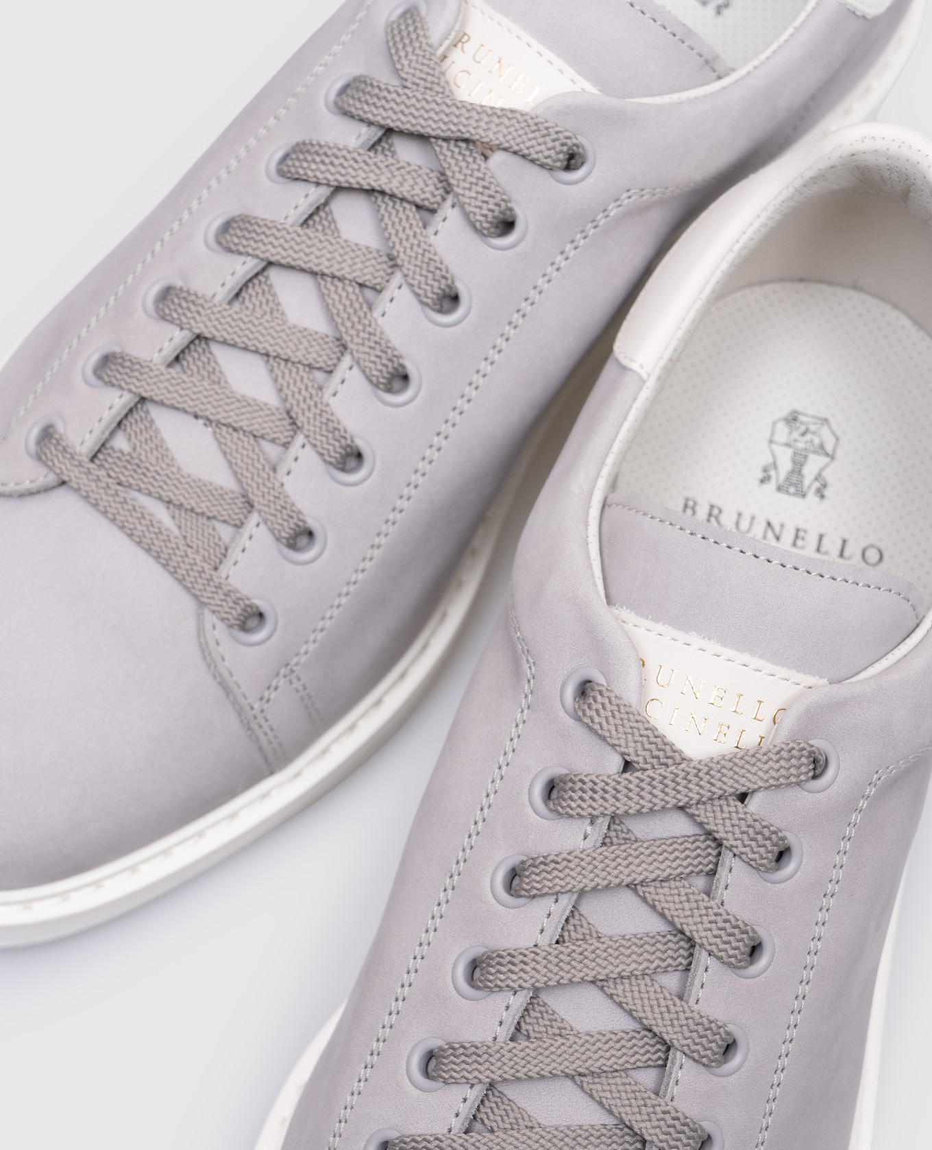 Gray nubuck sneakers with logo Brunello Cucinelli 5
