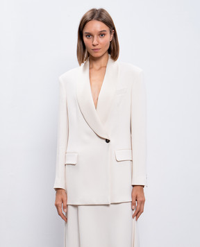 Brunello Cucinelli Beige double-breasted jacket with monil chain MB1177166