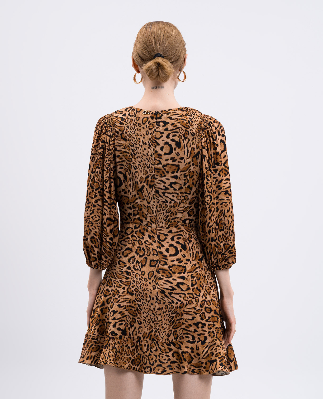 Brown animal print mini dress Twinset 4