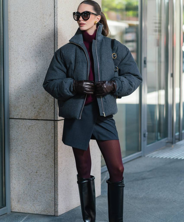 ジャケット TOTEME Woman Jacket Grey 241WRO1043FB0060 074 Toteme - Gray down jacket with wool 241WRO1043FB0060 - shop