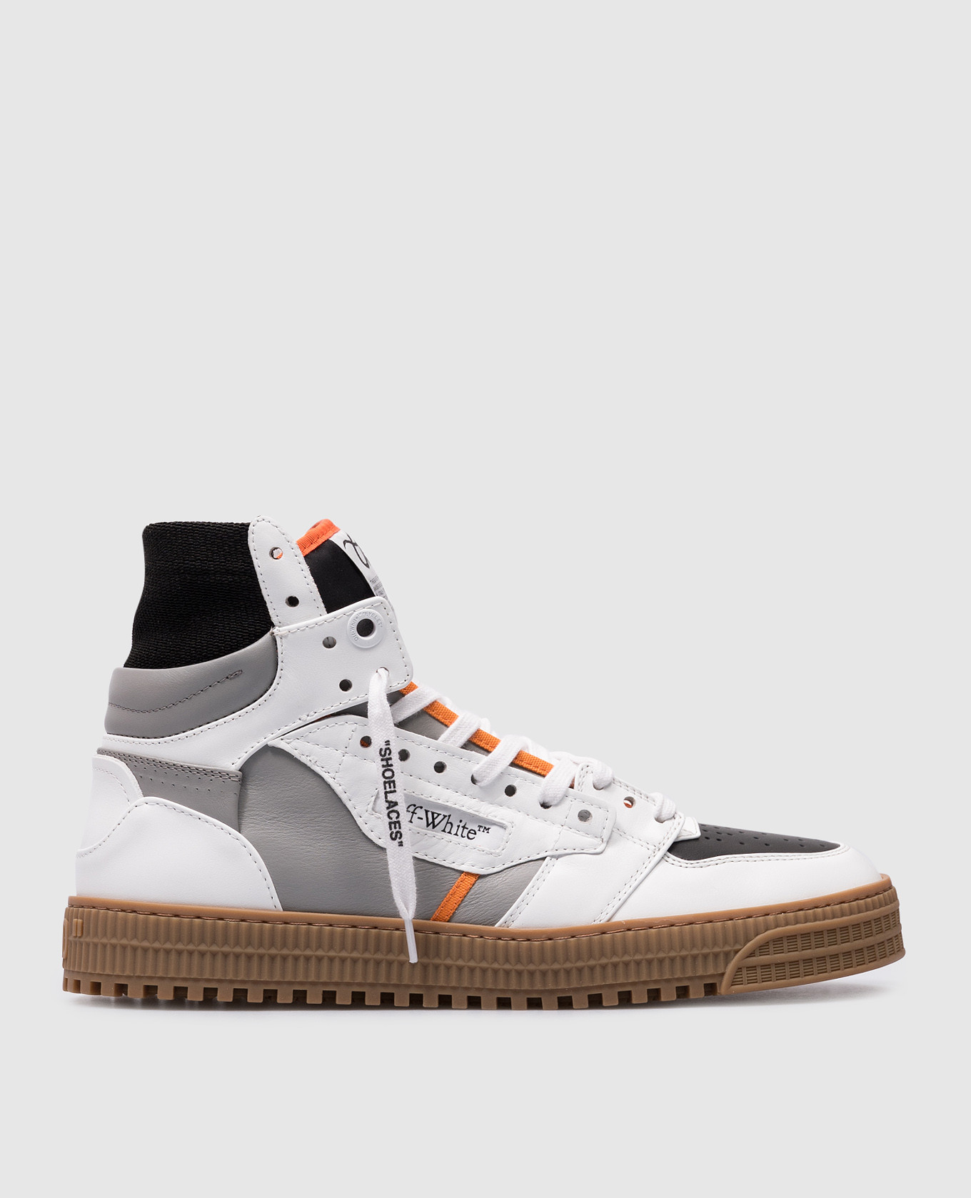 3.0 off court leather high top with logo patch off-white