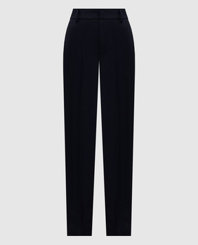 Brunello Cucinelli Blue wool pants with monil chain MPW07P8584