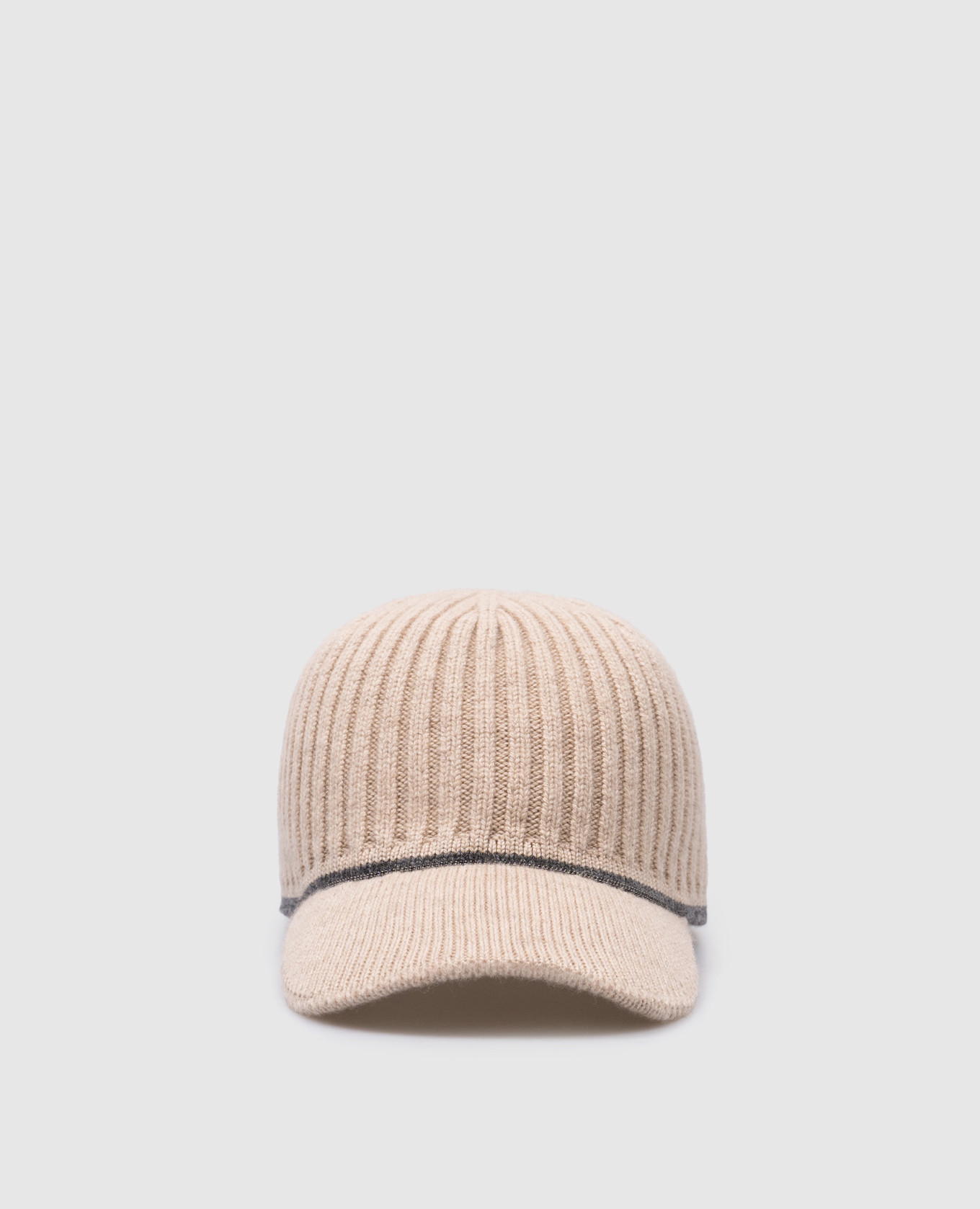 

Beige wool and cashmere ribbed cap with monil chain Brunello Cucinelli, Бежевый