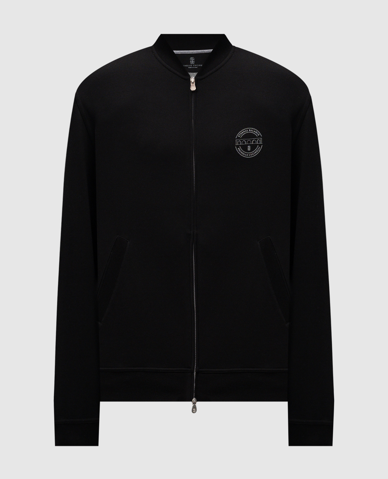Black sports jacket with logo print brunello cucinelli