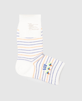 RiminiVeste Children's white socks Ciocca in a stripe with a pattern 4512