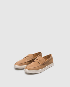 Brunello Cucinelli Beige suede loafers with logo MZUSILN312
