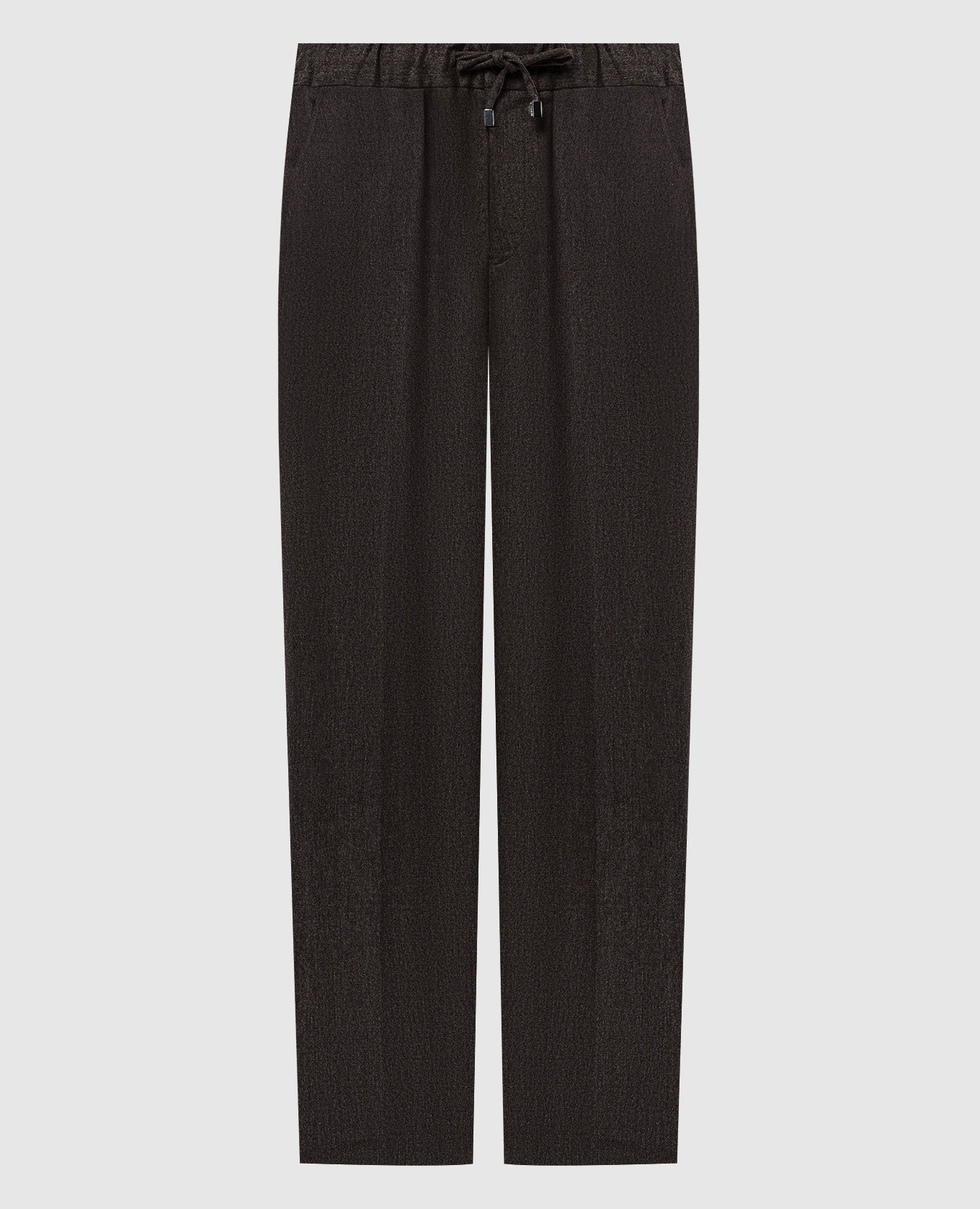 

Brown wool trousers with logo engraving Enrico Mandelli