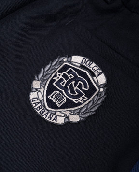 Dolce&Gabbana Children's blue pants made of wool with stripes and a logo L44P52G7NMP