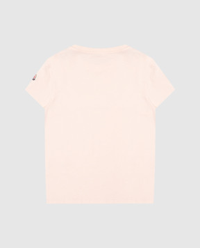 Moncler ENFANT Children's beige T-shirt with logo embroidery K19548C0001689AT9810