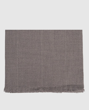 Peserico Gray wool scarf with monil chain S31530C0CC662