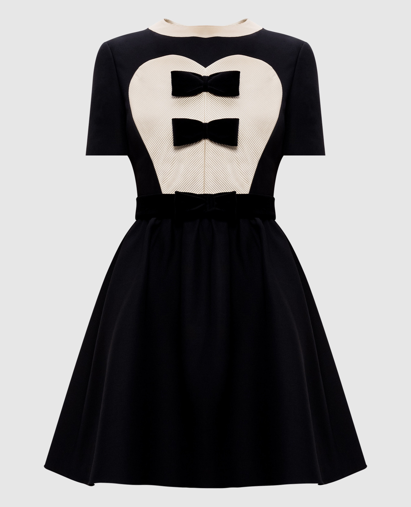 

Black wool and silk mini dress with appliqué Valentino