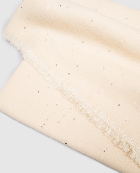 Peserico Beige wool scarf with sequins S31532C0CC664