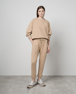 Brunello Cucinelli Beige sweatpants with monil chain MH827SA399