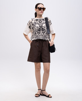 Max Mara Brown QUEBEC linen and silk shorts QUEBEC