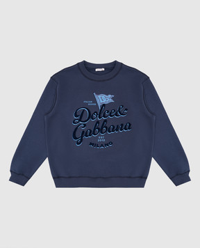 Dolce&Gabbana Children's blue sweatshirt with logo L4JWKTG7O6H812+