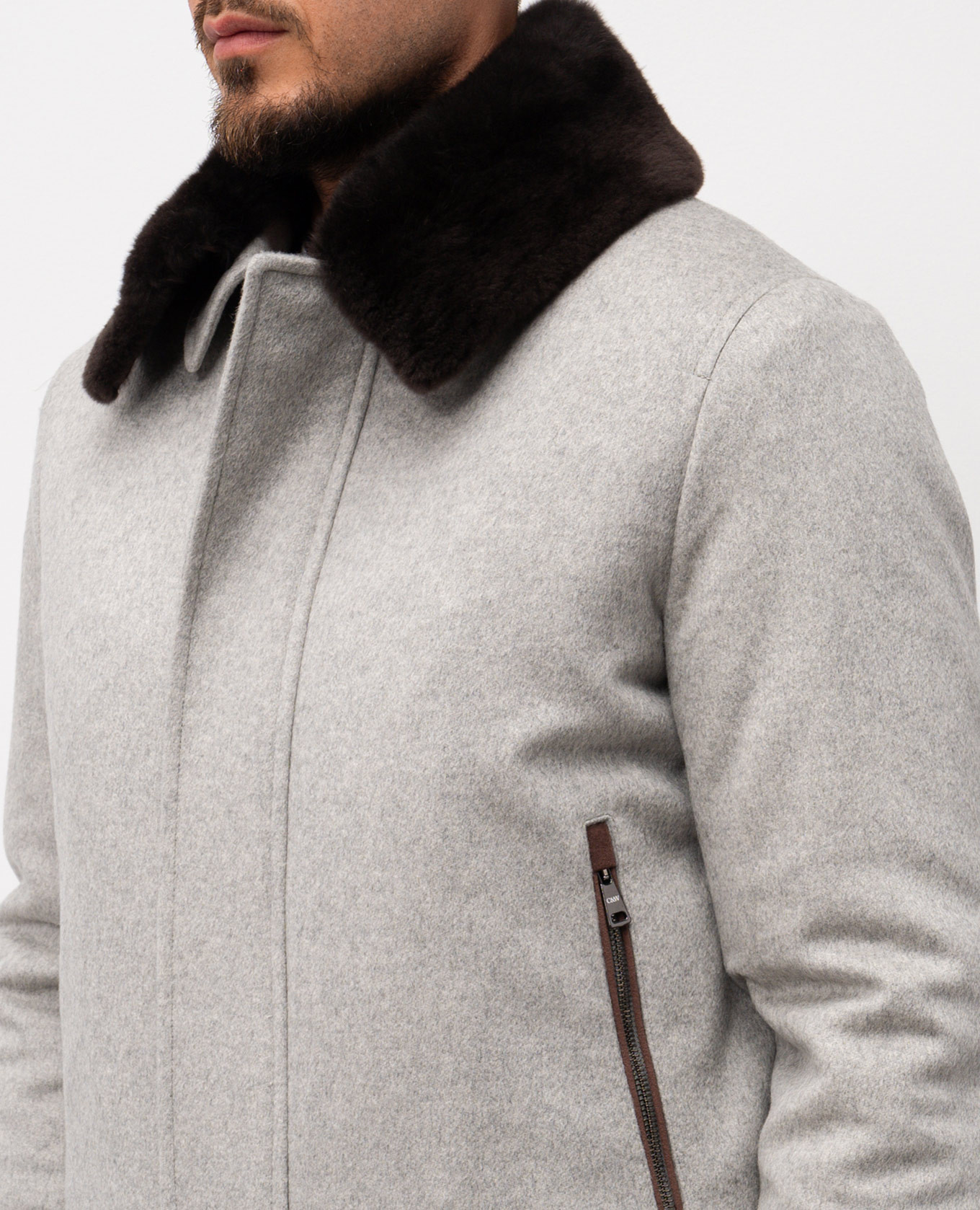 

Gray cashmere jacket with fur trim Cashmere&Whiskey, Grey