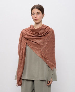 Peserico Brown wool scarf with lurex S31521C0CC653