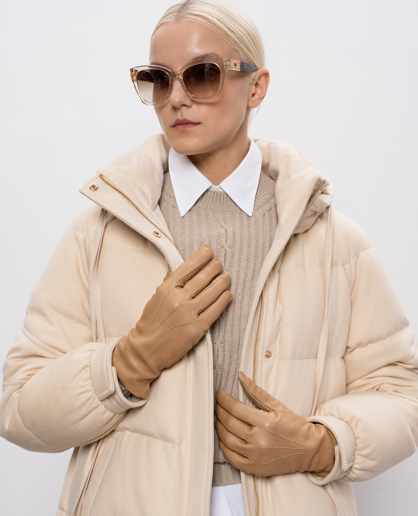 

Beige leather gloves Babe Pay Pls