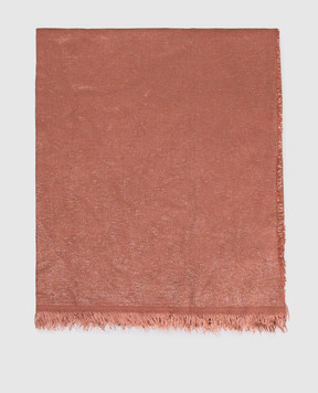 Peserico Brown wool scarf with lurex S31521C0CC653