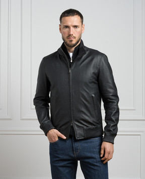 Cashmere&Whiskey Black leather jacket BOMBERPELLE1