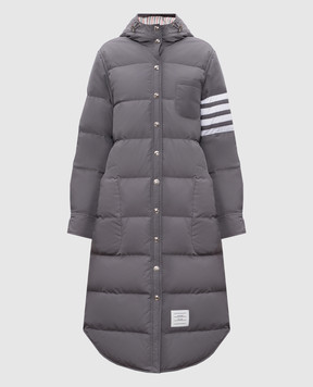 Thom Browne Grey quilted down jacket with branded stripes FOD025X05222