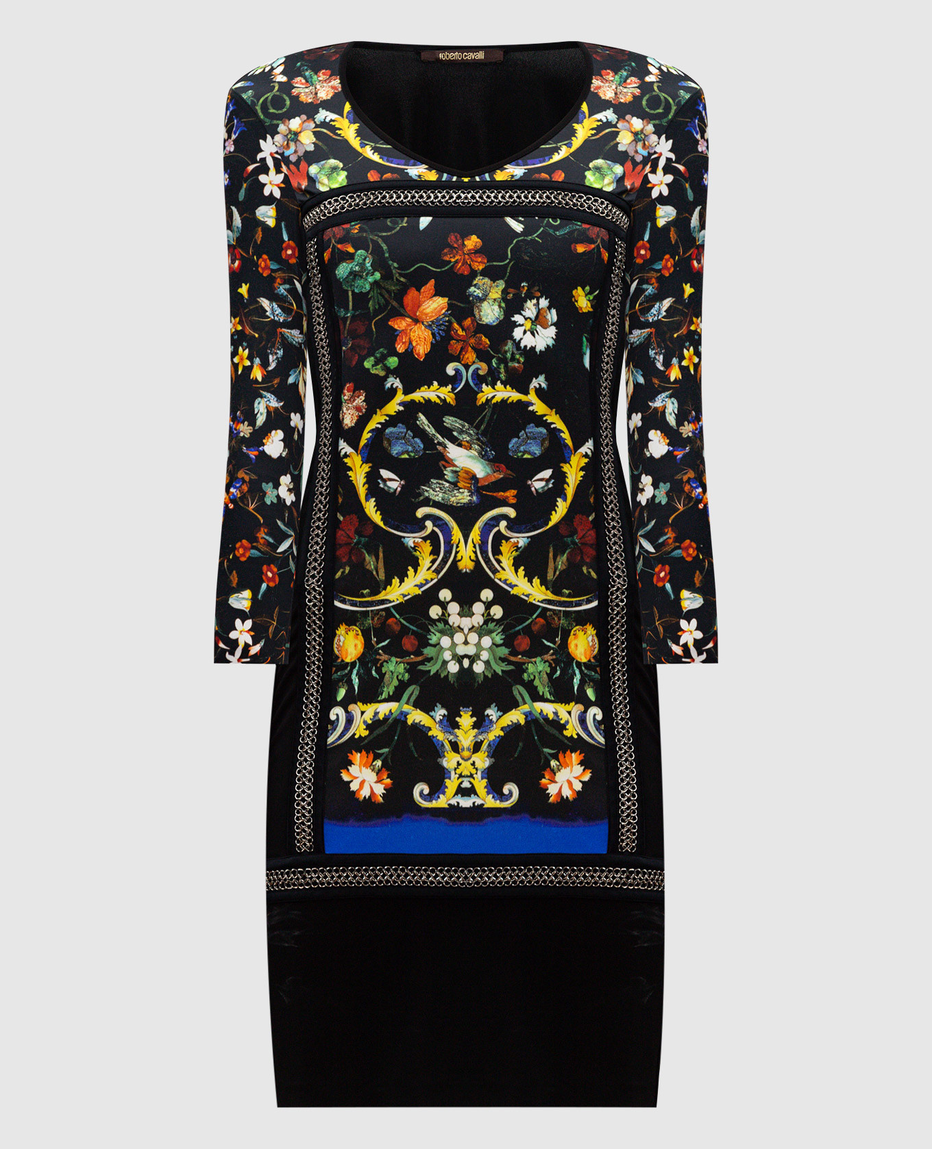 

Black dress with floral print Roberto Cavalli