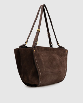 Gianni Chiarini BLOOM brown suede tote bag with logo BS12037CMPL