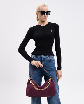 Twinset Liliane purple suede hobo bag 252TB7162