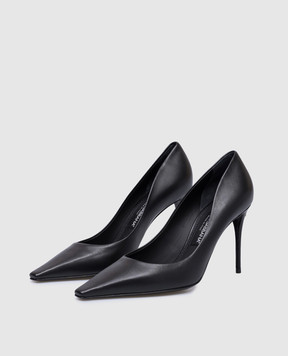 Dolce&Gabbana Black leather pumps with metallic DG logo CD1882A1953
