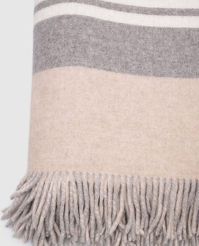 Brunello Cucinelli Gray striped cashmere plaid MPLA7AAAB